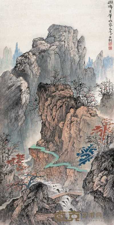 杨石朗 秋山策骑图 轴 92.3×46.9cm